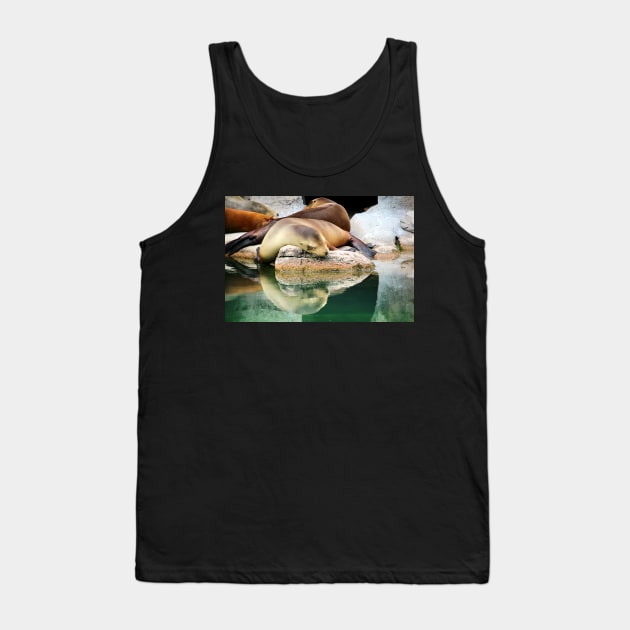 Sleepy Sea Lion Tank Top by croper